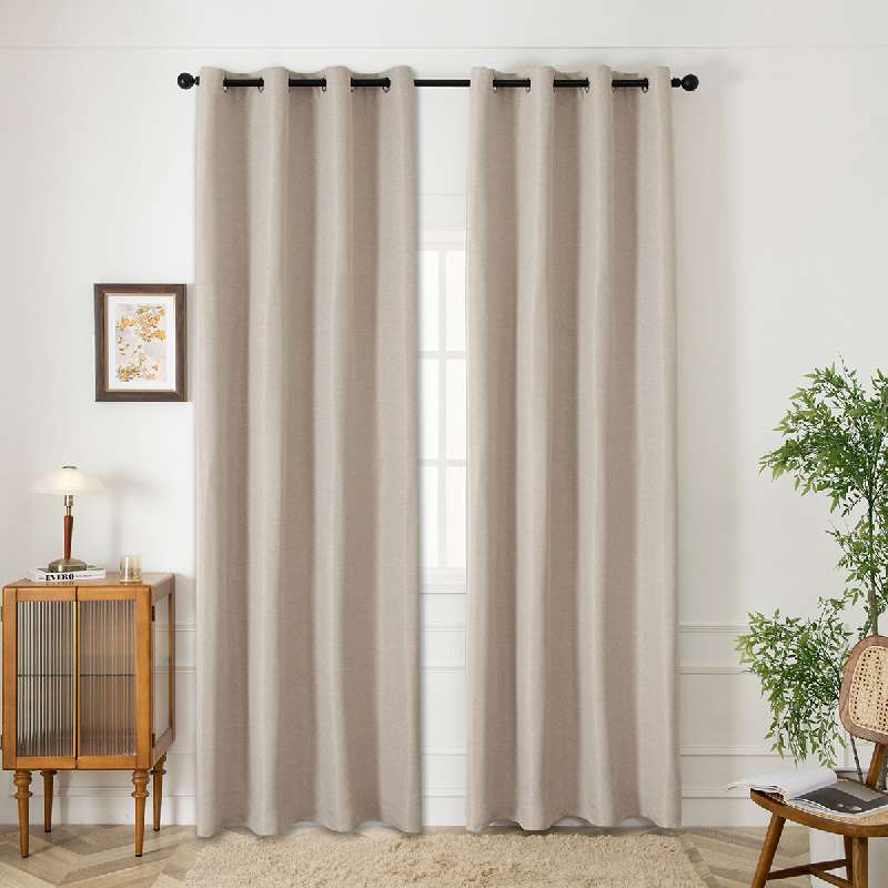 BEAUTY HOME ΚΟΥΡΤΙΝΑ BLACKOUT JACQUARD ΣΚΙΑΣΗΣ ΜΕ 8 ΜΕΤΑΛΛΙΚΟΥΣ ΚΡΙΚΟΥΣ GLARE ART 8444 140X270 ΜΠΕΖ    