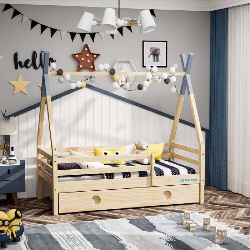 ΚΡΕΒΑΤΙ MONTESSORI GALAXY BEBE STARS ΜΕ ΣΧΕΔΙΟ ΑΣΤΕΡΙΩΝ – ΙΔΑΝΙΚΟ ΓΙΑ ΒΡΕΦΙΚΑ ΔΩΜΑΤΙΑ, 120X60CM