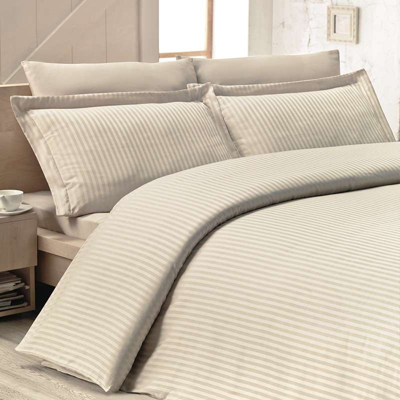 ΚΟΥΒΕΡΤΙΝΑ ΝΕΧΤ 3194 100% COTTON SATIN STRIPE ΜΠΕΖ 225X245CM 3 ΤΕΜ - HOMELINE