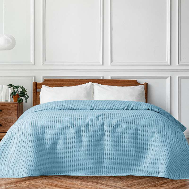 ΠΙΚΕ ΥΠΕΡΔΙΠΛΗ WAFFLE ART 1990 L.BLUE 230X240 ΓΑΛΑΖΙΟ  BEAUTY HOME 