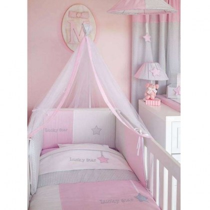 Baby Oliver Σετ Προίκας Κούνιας   Βρεφικό 3τμχ  Lucky Star Pink Design 308 46-6700/308