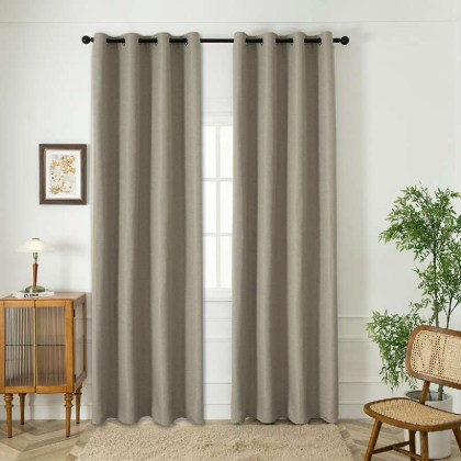 Beauty Home Κουρτίνα Blackout Jacquard σκίασης με 8 μεταλλικούς κρίκους Glare Art 8444 140x270 Άμμου    