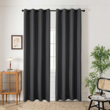 Beauty Home Κουρτίνα Blackout Jacquard σκίασης με 8 μεταλλικούς κρίκους Glare Art 8444 140x270 Ανθρακί    