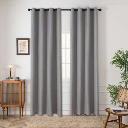 Beauty Home Κουρτίνα Blackout Jacquard σκίασης με 8 μεταλλικούς κρίκους Glare Art 8444 140x270 Γκρι    