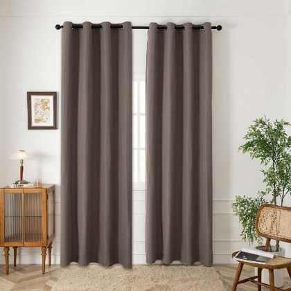 Beauty Home Κουρτίνα Blackout Jacquard σκίασης με 8 μεταλλικούς κρίκους Glare Art 8444 140x270 Μόκα    