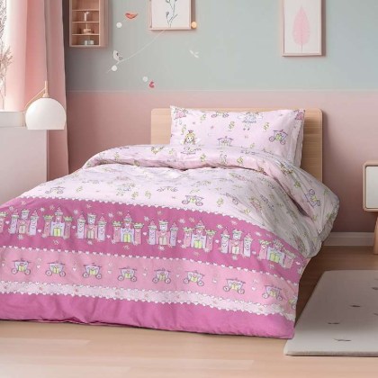 Beauty Home Σετ παιδικά σεντόνια   μονά με λάστιχο Dreamy Art 6232 105x200+30 Ροζ  Beauty 
