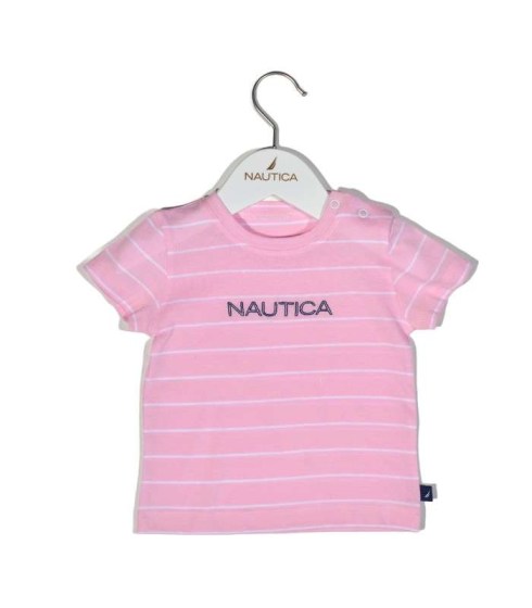Nautica Des.12 T-Shirt Jersey Organic Ροζ Ριγέ 74cm 6-9 μηνών Omega Home