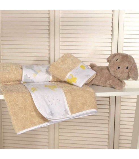  Oliver Baby σετ πετσέτες μπεζ 2 τεμ σχέδιο 203 100% βαμβάκι 450 ΓΡΜ/ΤΜ - 30Χ50 70Χ120