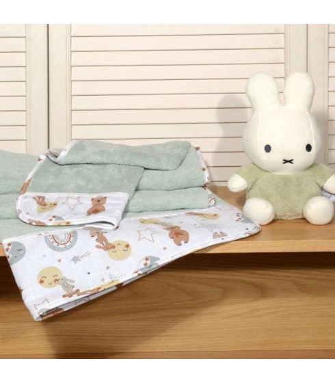  Oliver Baby σετ πετσέτες μέντα 2 τεμ σχέδιο 413-1 100% βαμβάκι 450 ΓΡΜ/ΤΜ - 30Χ50 70Χ120