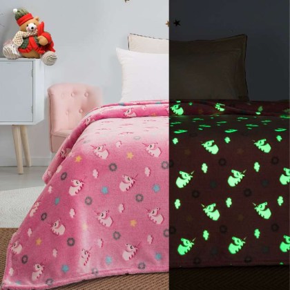 Παιδική Κουβέρτα μονή φωσφορίζουσα Art 6093 160x220 Ροζ  Beauty Home