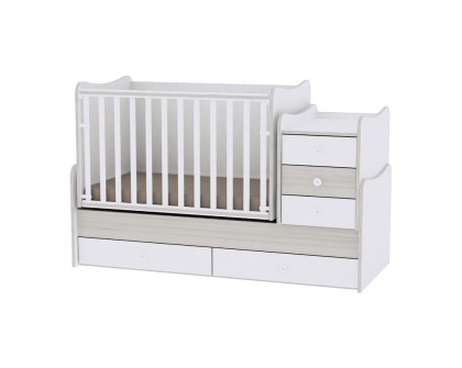 Πολυμορφικό Μετατρεπόμενο Παιδικό Κρεβάτι Maxi Plus White/Light Oak Lorelli 10150300036A