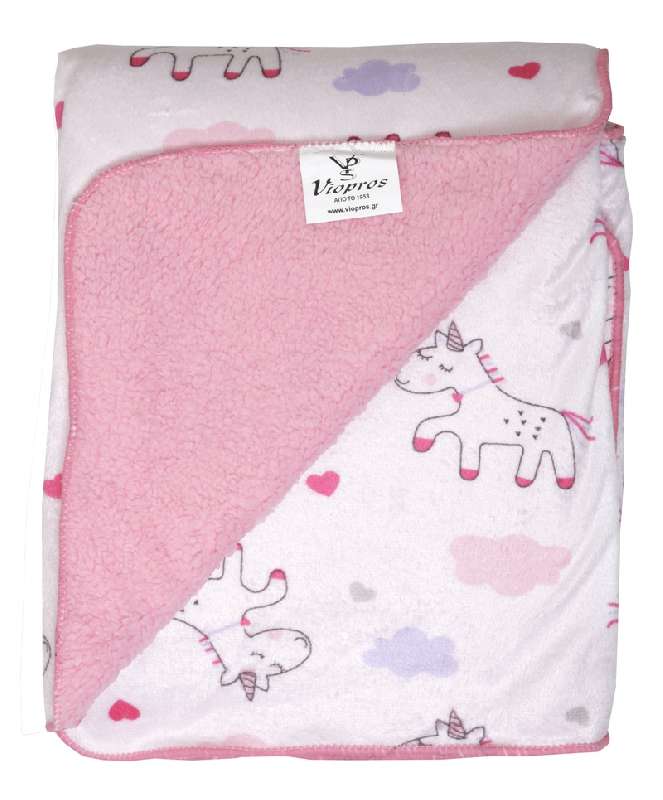  Viopros Παιδική Κουβέρτα   2 Όψεων Μονή 155×220 74 Ροζ
